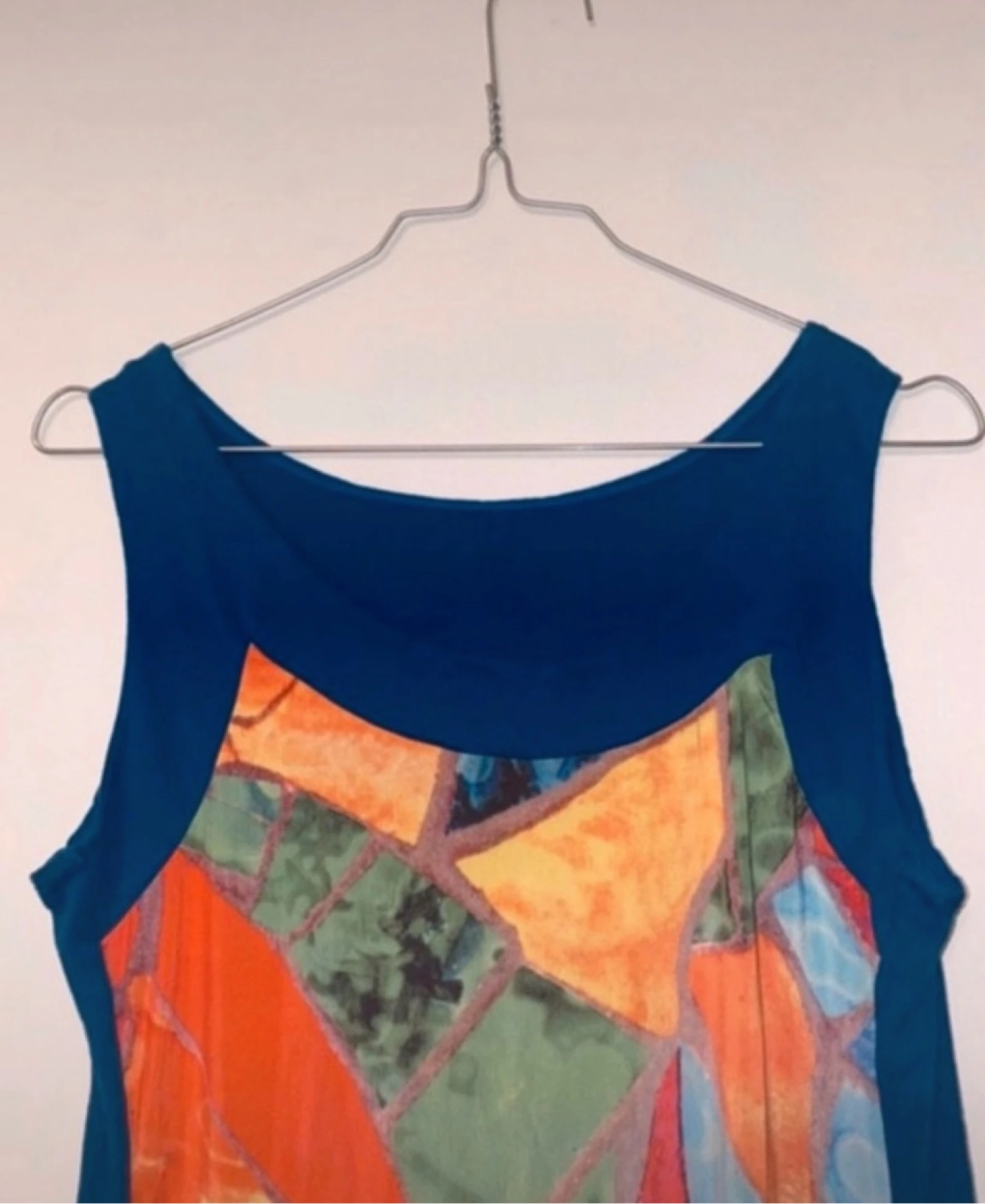 Vestido de praia tomara que caia 36/38 P/M - azul / costas mosaico multicolorido vitral - fluido verão – photo 2